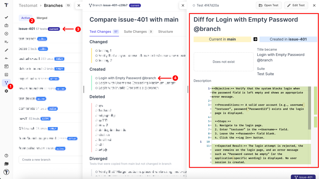 Diff between Main and branch